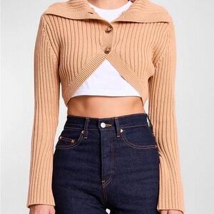 A.L.C. Tinsley Cotton & Wool Ribbed Cropped Cardigan